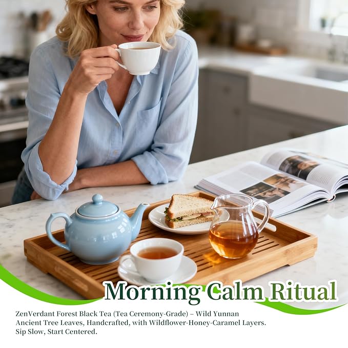 ZenVerdant Forest Black Tea Loose Leaf, 7oz | 5+ Steeps | Traditional Fermentation | Fig & Osmanthus Notes | Resealable Pouch