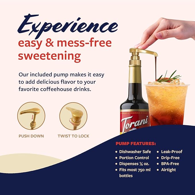 Torani Blood Orange Syrup for Drinks, Flavoring for Iced Tea, Lemonade, Sodas, and Cocktails, Glass Bottle with Pump Included, 25.4 Fl Oz