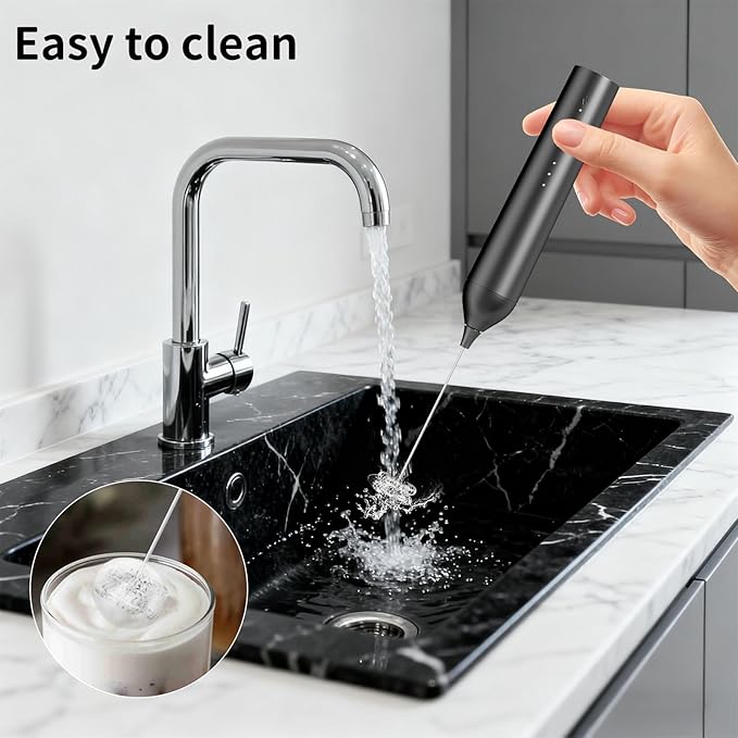 Kitchen Milk Frother Handheld with Stand, 3 Speeds Adjustable Mixer Electric Handheld Frother Wand, Hand Mixer Matcha Whisk Coffee Stirrers for Matcha, Hot Chocolate, Egg, Lattes - Black