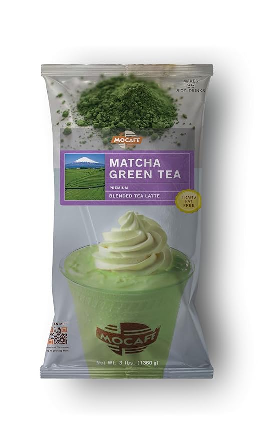 MOCAFE Matcha Latte Mix Powder, sweetened creamy Ceremonial Grade Japanese green tea, café style premium instant blended frappe, hot and iced drinks, 3lb Bulk Bag