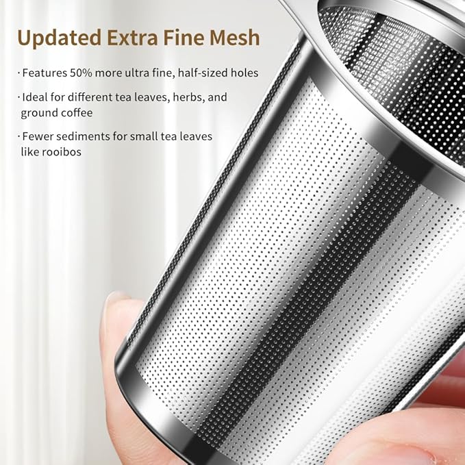 2PCS Tea Infuser for Loose Leaf Tea, BOMANSIN BOMS Loose Leaf Tea Steeper Strainer with Double Handles, Extra Fine Mesh Ball Infusers, Diffuser Holder Filter for Mugs, Tea Strainers for Loose Tea