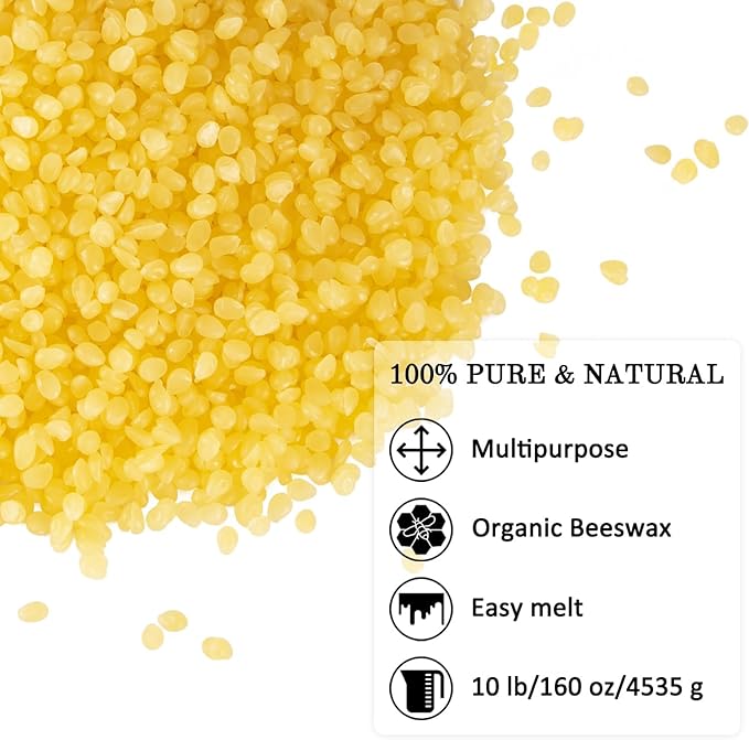 10 LB Yellow Beeswax Pellets - DIY Candle Making Kits, Magical Craft Making, Hand Care DIY Creams, Lip Balms and Soap Making Supplies (160 oz).