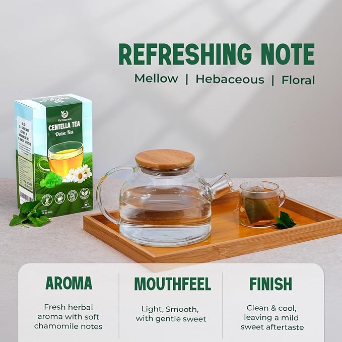 VieTreasures Detox Tea – 40 Tea Bags | Gotu Kola, Corn Silk, Chamomile, Stevia | Assist With Water Retention & Digestion | Caffeine-Free, No Added Sugar, Mild Sweet Herbal Infusion, 2.8oz