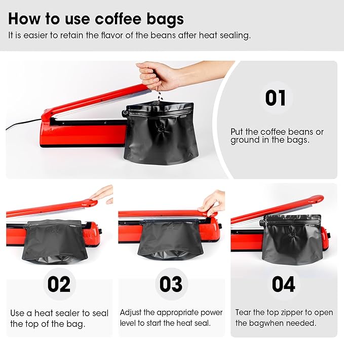16oz 1lb 60pcs Coffee Bags with Valve,Vented Coffee Bag Packing Food Store Bags Coffee Packaging Stand-up Coffee Storage Pouches Diamond Shaped Need to Use Heat Sealing Machine（Black）