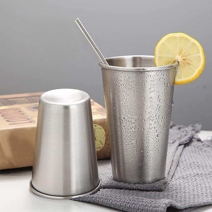 8 Pack 24oz Stainless Steel Pint Cup,Healthy Unbreakable and Stackable,Metal Drinking Glasses