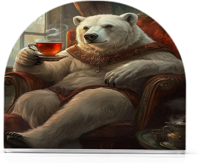 Polar Bear Coffee Napkin Holder Table Kitchen Napkin Dispenser for Restaurant Home Decor Bar 4.1x4.9x1.97 in