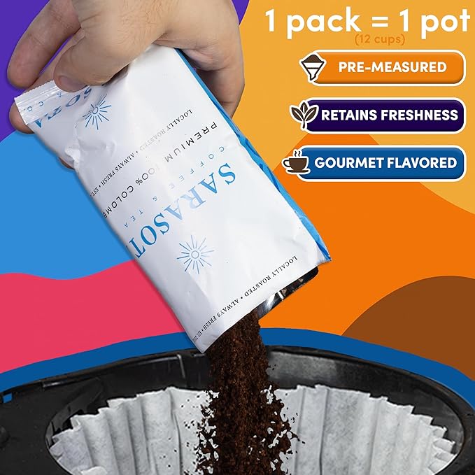 Coffee Packets Sampler – Variety Pack Ground Coffee Gift Set, Medium Dark & Flavored Roast, Low Acid Gourmet Pre-Measured Coffee Packs for 12-Cup Brewers, 2oz Individual Bags, Bulk Assortment