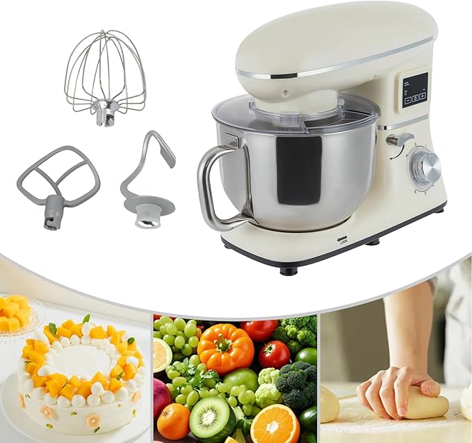 Stand Mixer, 6.5Qt 6+P Speed Household Stand Mixers Tilt-Head Food Mixer 1350W Kitchen Electric Mixer with Head-up Power Failure and Overheating Protection