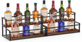 THYGIFTREE 2 Pack Liquor Bottle Display Shelf 2 Tier Rack Holder Bar Shelf Stand for Wine Whiskey Risers Organizer Kitchen Countertop
