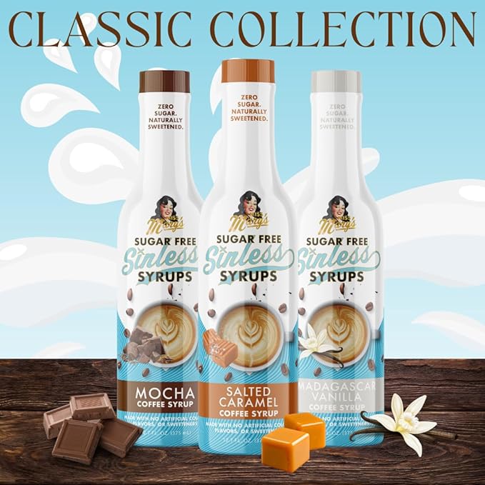 Sugar Free 3pk Mocha Sinless Syrup- Mocha Sugar Free Coffee Syrup, Keto Friendly, Zero Carbs, Plant Based, Natural Ingredients, No Artificial Sweeteners, No Sugar, Diabetic Friendly, Kosher