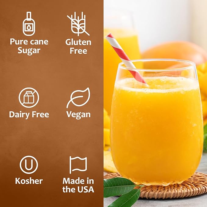 Syruvia Mango Syrup, Flavored Syrup for Drinks, Cocktails, Lemonades, Iced Teas, and Desserts – 25.4 fl oz