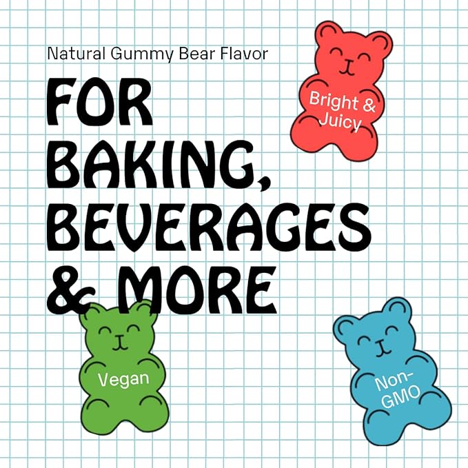 Supernatural Natural Flavors, Gummy Bear - Vegan, Non-GMO, Non-Synthetic, Unsweetened, Concentrated. 30ml/1oz.
