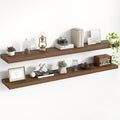 55 Inch Floating Shelves, 8 Inch Deep Floating Shelves for Wall, Hanging Shelf with Invisible Brackets, Deep Shelves for Bathroom, Bedroom, Living Room, Walnut, Set of 2