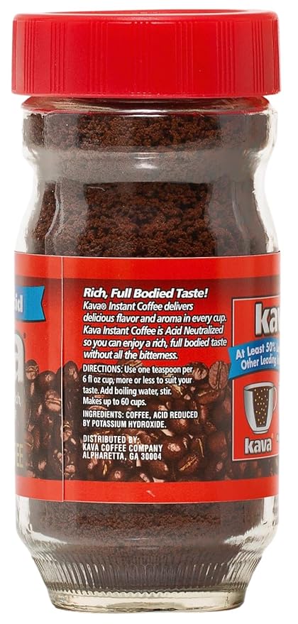Kava Instant Coffee, Low Acid, 4 Ounce (Pack of 12)