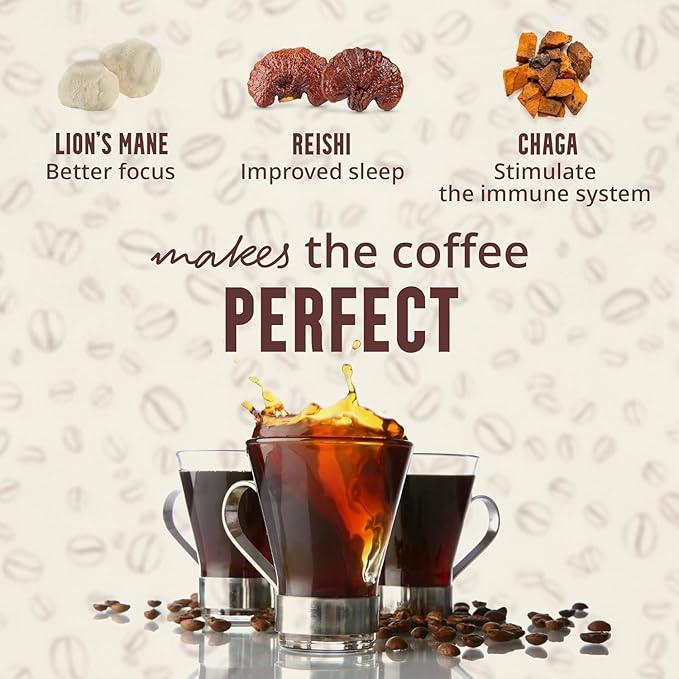 Bella all Natural Instant Mushroom Coffee – Organic Instant Coffee with Lion’s Mane & Chaga 30 Servings | Healthy for Focus, Brain Support & Immunity | Mushroom Coffee Powder