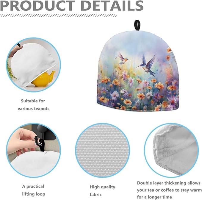 Hummingbird Tea Cozy for Teapot Insulated Sunflower Tea Pot Cozy for Keeping Warm for Woman Tea Cosy for Teapot Home Decorative