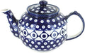 Blue Rose Polish Pottery - Blue Xandra Medium Teapot - 4 Cup Capacity - Hand-Painted Polish Pottery Ceramic Coffee & Tea Server