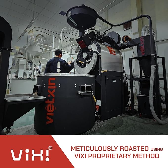 VIXI Coffee Bean Blend, 12 Ounce, Dark Roast, Whole Beans, Arabica Blend Robusta, Full Beans, Smooth and Balanced Taste, Natural Vietnamese Coffee for Hot and Cold Brew