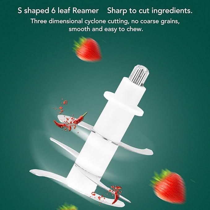 300ML Mini Food Processor, Cordless Electric Food Chopper for Vegetables Fruits Meat, Baby Food Preparer Includes Blade, Container and Charging Cable (Verde)