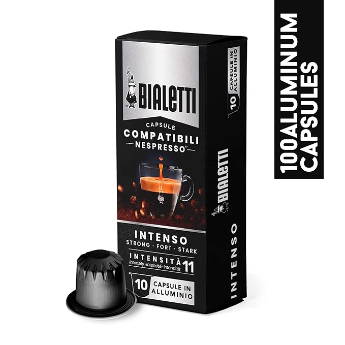 Bialetti Aluminum Nespresso Compatible Capsules - 100 count INTENSO Espresso Pods compatible with Nespresso Machines