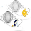 2pcs Loose Leaf Tea Steeper with Freddy's Sun and Moon Couple Costume Pendant - NSTaygate Tea Infuser Tea Strainer 304 Stainless Steel Tea Ball