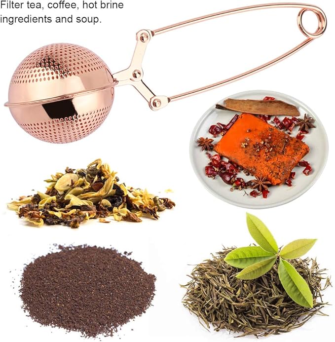 Stainless Steel LongHandle Tea Strainers Premium Tea Infuser Filter, Portable Tea Infuser Strainer Reusable Ball Shape Teapot Filter For Filter Tea, Coffee, Hot Brine Ingredi