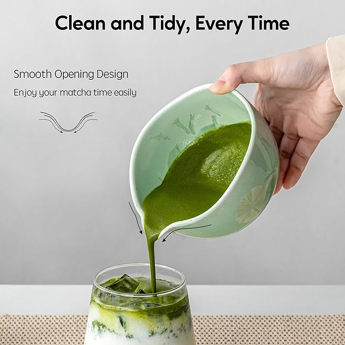 Matcha Whisk Set, Handcrafted Crystalline Glaze Matcha Set, 8 Pcs Matcha Kit Includes Matcha Bowl, Whisk with Holder, Bamboo Scoop & Spoon, Sifter and Tea Towel, Ceremonial Matcha Tea Set