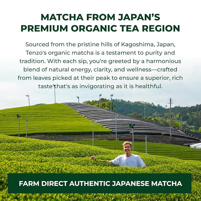 Tenzo Matcha Green Tea Powder - First Harvest USDA Organic Ceremonial Grade - Authentic Japanese Matcha Tea - Perfect for Matcha Lattes - Private Reserve (1.06 Ounce)