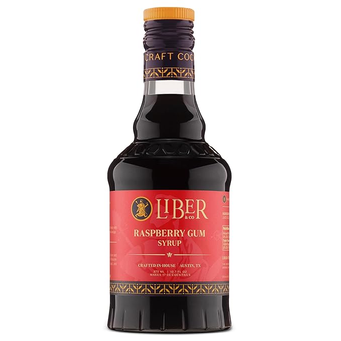 Liber & Co. Raspberry Syrup for Drinks - Cocktails, Coffee, & Soda Flavoring - Makes 25 Drinks - Real Raspberry Simple Syrup - Liber & Co. (12.7 oz)