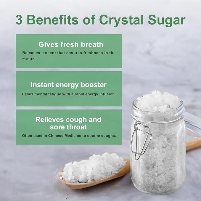 SUN RIGHT Natural Crystal Rock Sugar – Pure Cane Sweetener for Baking, Desserts, Tea, Coffee, Beverages, Herbal Soup & Cooking – Unrefined, Non-GMO, Vegan (2.2lb)