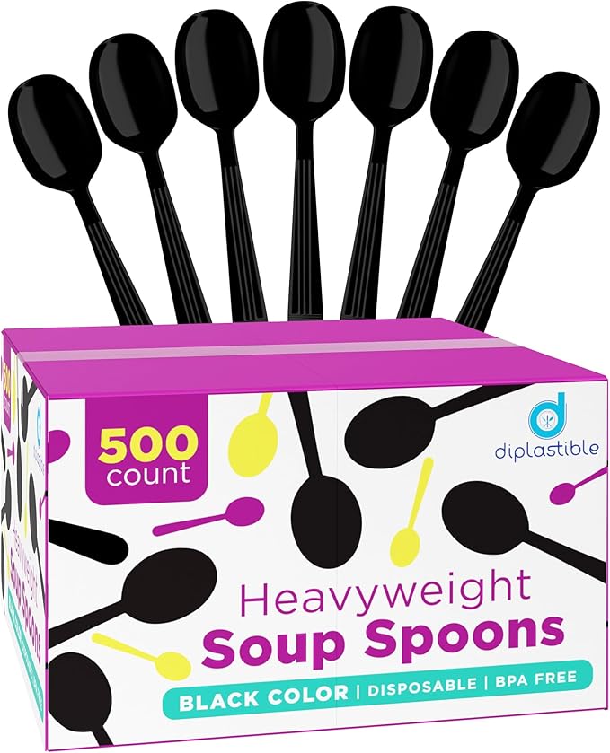 Plastic Spoons Heavy Duty - Soup Spoons - Disposable Spoons Utensils - Cutlery for Parties and Events Pack of 500