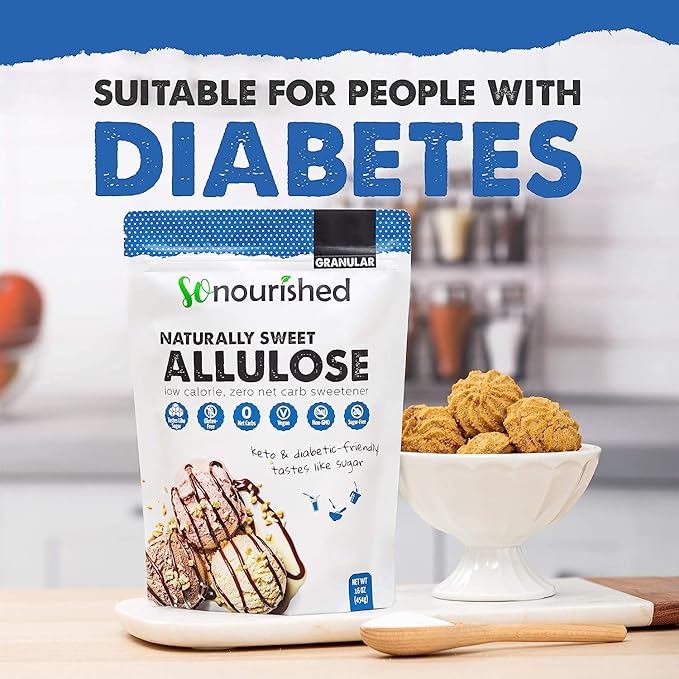 So Nourished Allulose Sweetener Granular - Keto Sugar Substitute - 0 Calorie, 0 Net Carb, Non-GMO (5 lb / 80oz)