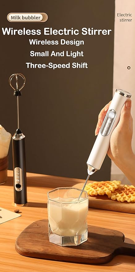 Milk Frother Handheld for Coffee,Milk Frothers,Coffee Mixer,Multi-Functional Electric Milk Foam Maker with 3 Heads 3 Speed for Lattes,Mini Hand-Held Whisk For Home Use,Milk Foam Maker (black)