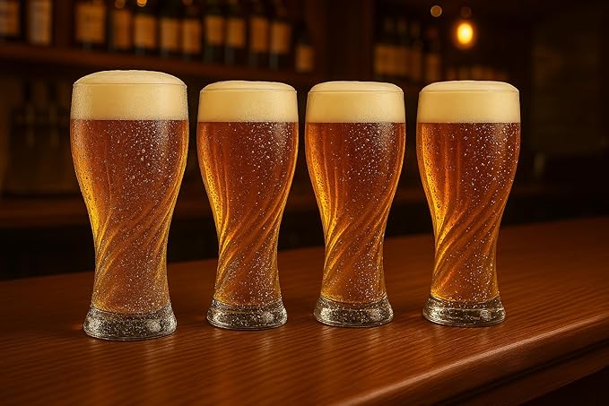 Twistedflow Beer Glasses Set of 4 | 20 Oz, Crystal glass, Advanced Twisted Design, Premium gift box, Lead-Free