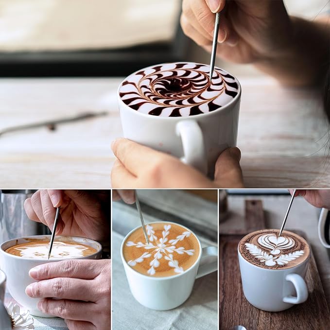 Adorever Milk Frothing Pitcher, 16oz 480ml Milk Frother Cup Stainless Steel Steaming Pitcher, Coffee Bar Cappuccino Espresso Machine Accessories Barista Tools, Steamer Cup Milk Jug with Latte Art Pen