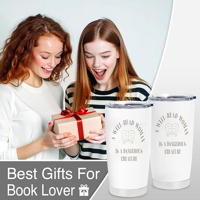 Book Lovers Gifts for Women - 20oz Stainless Steel Insulated Tumbler, Christmas Bookish Gifts, Reading Gift for Reader, Librarian, Nerd, Bookworm Cup Water Bottle, Book Themed Present