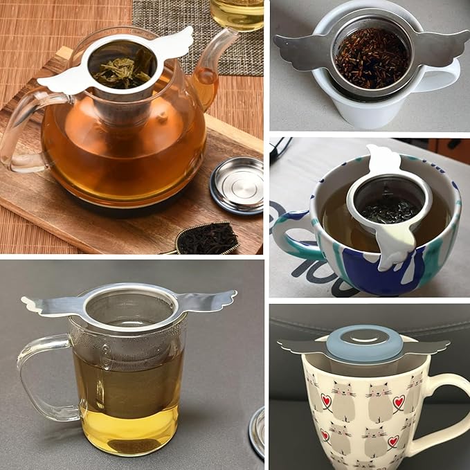 Tea Infusers Strainers Basket with Lid/Drip Tray for Loose Leaf Tea, Ultra Fine Mesh Tea Steeper 304 Stainless Steel Tea Filter with Big Capacity＆Two Extended Arms, Fit Cup Mug Teapot Kettle