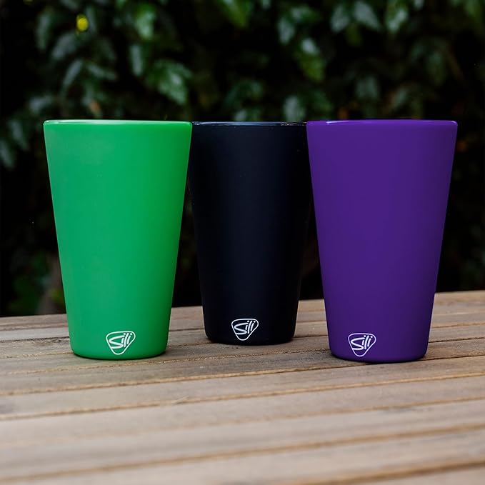 Silipint 16oz Silicone Pint Glass – Unbreakable BPA-Free Reusable Silicone Drinking Cup – Flexible Dishwasher Microwave & Freezer Safe – Stemless Glass for Water Coffee Smoothies (Purple)