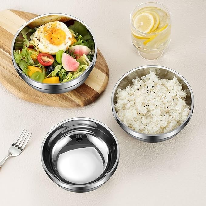 28 Oz Stainless Steel Large Bowls Set of 6, Metal Double-walled Insulated Noodle Soup Bowls with Lids for Adult, Dishwasher Safe and Unbreakable