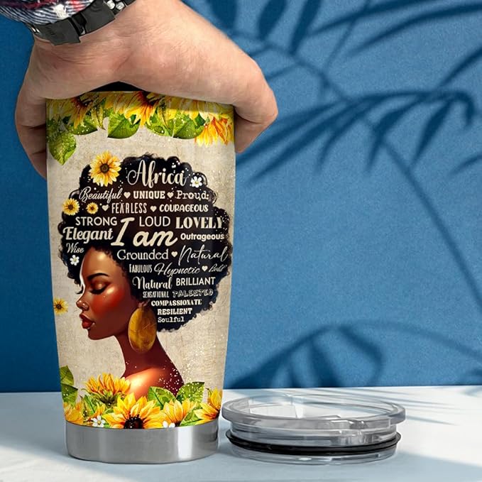 SANDJEST Christian Gift for Women Bible Tumbler 20oz Stainless Steel Insulated Tumblers Coffee Travel Mug Cup for Black Woman Religious Gifts for Birthday Christmas