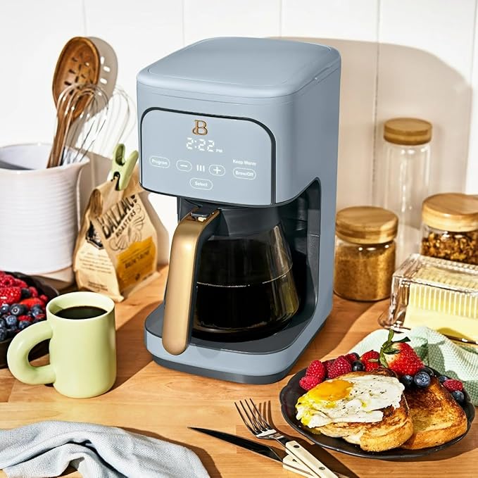 Beautiful 12 Cup Programmable Coffee Maker, Drip Coffee Machine with Glass Carafe, Automatic Brew Strength Control, Espresso Maker Function, Compact Espresso Machine (Cornflower Blue)