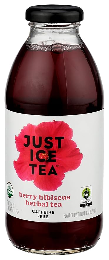 Eat The Change Just Ice Tea Organic Berry Hibiscus Herbal Tea, Caffeine Free, 16 Fluid Ounces (Pack Of 12)
