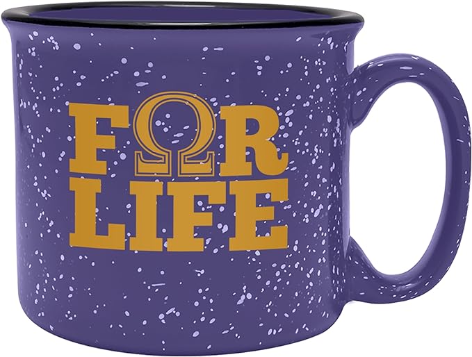 BBGreek Omega Psi Phi Fraternity Paraphernalia - Official Vendor - 15 oz Ceramic Campfire Mug - Omega For Life