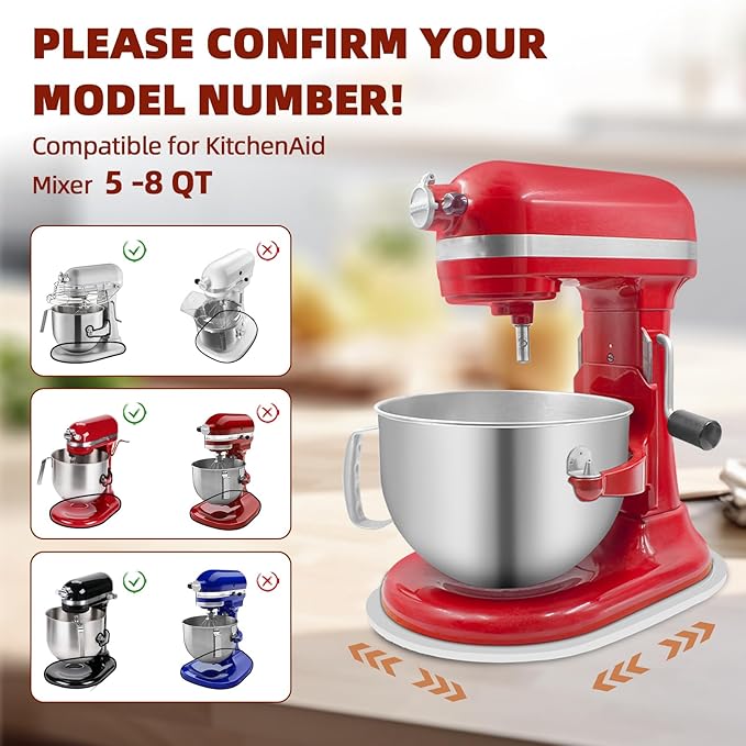 Mixer Slider Compatible with 5.5-8QT Kitchen Aid Stand Mixers, Kitchen Countertop Storage Mover Sliding Caddy Mixer Slider Mat for Kitchen Aid Stand Mixer Accessories Attachment (Bamboo - White)