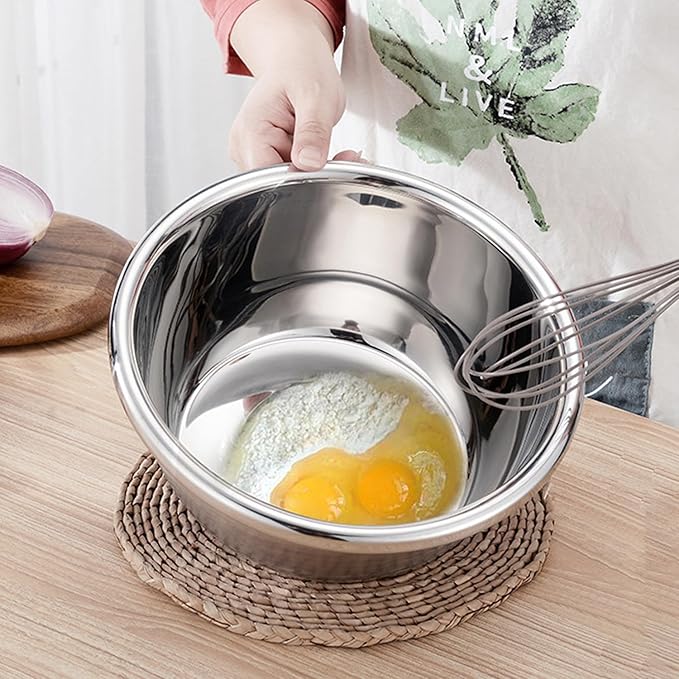 Stainless Steel Salad Bowls 54Oz Large Lightweight Unbreakable Cereal Bowls Set Non-Toxin Dishwasher Safe BPA Free and Healthy (4)