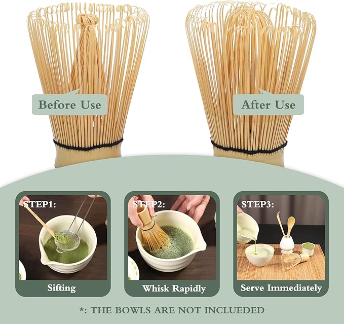Bamboo Matcha Whisk Traditional Japanese Matcha Whisk Handcrafted Chasen for Matcha Powder Bamboo Whisk for Authentic Matcha Tea Ceremony Tea Preparation