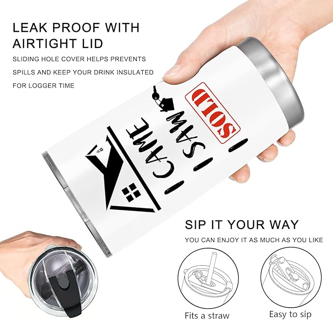 Realtor Gifts, Real Estate Agent Gifts, Closing Gifts For Realtor, 20oz Stainless Steel Tumbler with Lid Straw