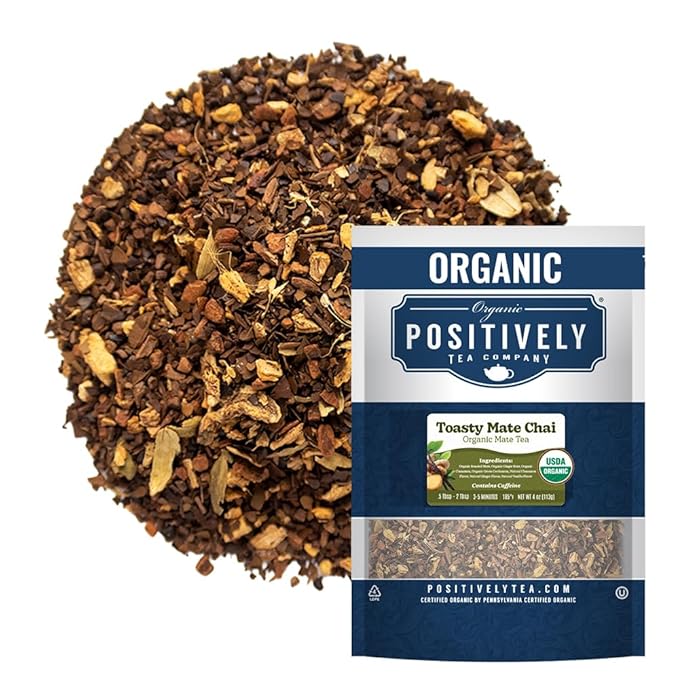 Organic Positively Tea Company, Toasty Mate Chai Tea, Loose Leaf, 4 Ounce