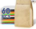 Coffee Bags with Valve(60pcs,8 oz,1/2 lb) Vented Coffee Beans Packaging Bags High Barrier Aluminumed Foil Flat Bottom Heat Sealed Side Zipper Resealable Storage Bag for Home or Business（Kraft Paper）