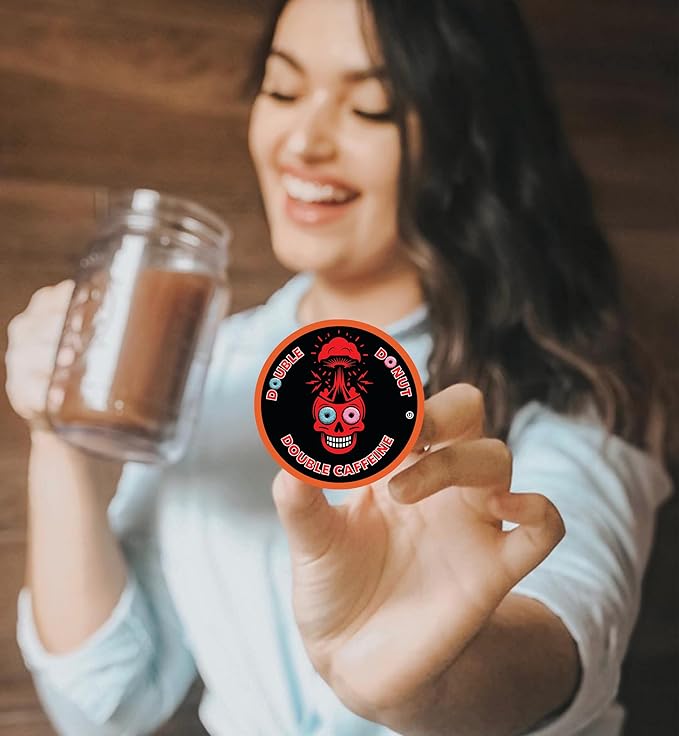 Double Donut Coffee High Caffeine Coffee Pods, Extra Strong Double Caffeine Dark Roast Coffee,Compatible with Keurig K Cups Brewers, 20 Count (Pack of 2)